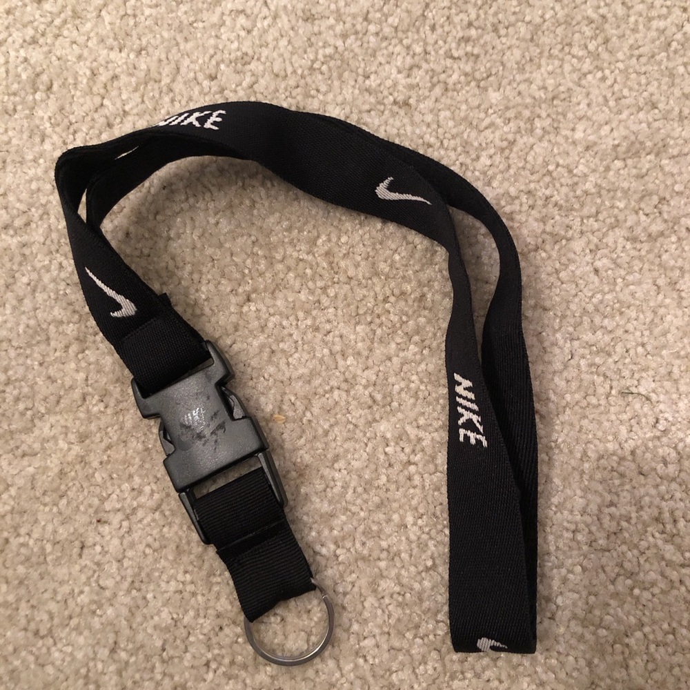 Nike Black and White Logo Lanyard with Metal Key Ring